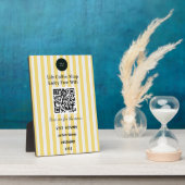 Chic Yellow & White Stripes QR Code Wifi Fotoplatte (Seite)