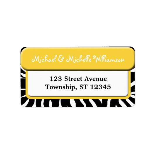Chic Yellow Zebra Print Address Labels Adressaufkleber (Vorne)