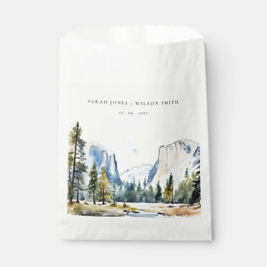 Chic Yosemite National Park CA Wasserfarbenhochzei Geschenktütchen (Vorderseite)