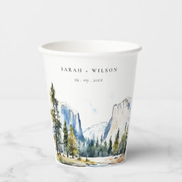 Chic Yosemite National Park CA Wasserfarbenhochzei Pappbecher