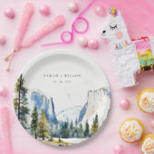 Chic Yosemite National Park CA Wasserfarbenhochzei Pappteller (Party)