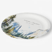 Chic Yosemite National Park CA Wasserfarbenhochzei Pappteller (Schrägansicht)