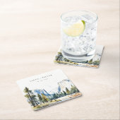 Chic Yosemite National Park CA Wasserfarbenhochzei Rechteckiger Pappuntersetzer (Vor Ort)