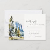 Chic Yosemite National Park CA Wasserfarbenhochzei RSVP Karte (Vorderseite)