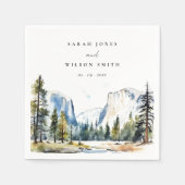 Chic Yosemite National Park CA Wasserfarbenhochzei Serviette (Vorderseite)