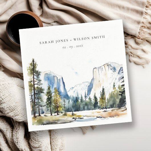 Chic Yosemite National Park CA Wasserfarbenhochzei Serviette
