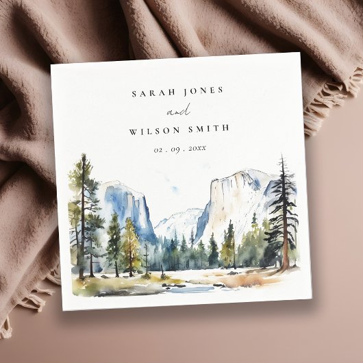 Chic Yosemite National Park CA Wasserfarbenhochzei Serviette