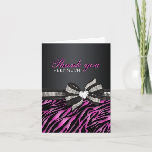 Chic Zebra 16 . Geburtstag Dankeschön Karte (Vorderseite)