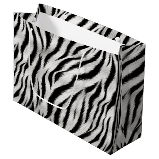 Chic Zebra Animal Print Brautparty Große Geschenktüte (Vorderseite Schrägansicht)