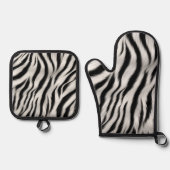 Chic Zebra Animal Print Wedding Ofenhandschuh & Topflappen-Set (Vorderseite)