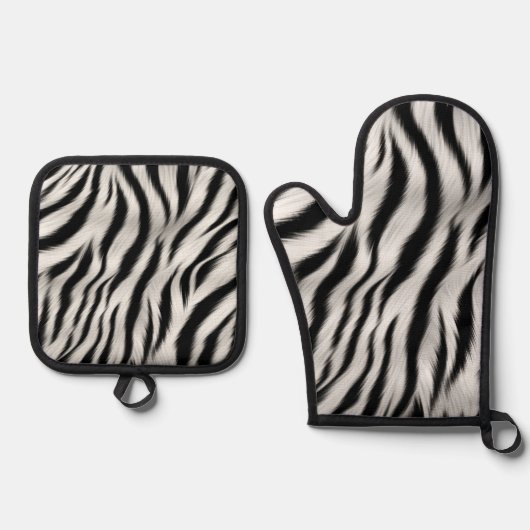Chic Zebra Animal Print Wedding Ofenhandschuh & Topflappen-Set (Vorderseite)