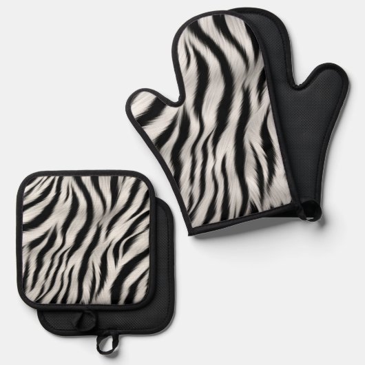 Chic Zebra Animal Print Wedding Ofenhandschuh & Topflappen-Set (Vorderseite/Rückseite)