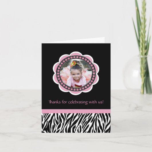 Chic Zebra Birthday Danke, Karten (Vorderseite)