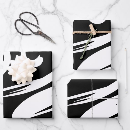 Chic Zebra Black & White Geschenkpapier (Vorderseite)