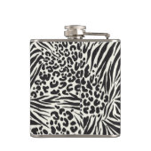 Chic Zebra Leopard & Orange Custom Monogram Flask Flachmann (Rückseite)