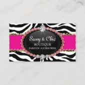 Chic Zebra Mode Accessoire und Schmuck Visitenkarte (Vorderseite)