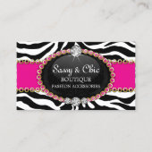 Chic Zebra Mode Accessoire und Schmuck Visitenkarte (Vorderseite)