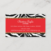 Chic Zebra Mode Accessoire und Schmuck Visitenkarte (Rückseite)