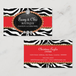 Chic Zebra Mode Accessoire und Schmuck Visitenkarte