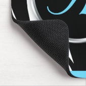 Chic Zebra Print Aqua Blue Monogram Mousepad (Ecke)