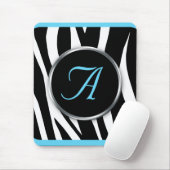 Chic Zebra Print Aqua Blue Monogram Mousepad (Mit Mouse)