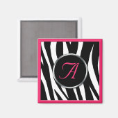 Chic Zebra Print Berry Pink Monogram Magnet (Vorderseite/Rückseite)