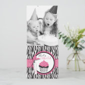 Chic Zebra Print & Cupcake Birthday Foto Vorlage (Stehend Vorderseite)