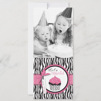 Chic Zebra Print & Cupcake Birthday Foto Vorlage