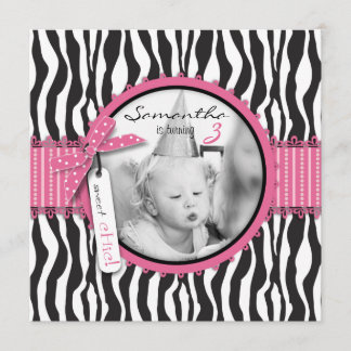 Chic Zebra Print & Cupcake Birthday Foto Vorlage