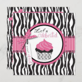 Chic Zebra Print Cupcake Geburtstag Einladung (Vorne/Hinten)