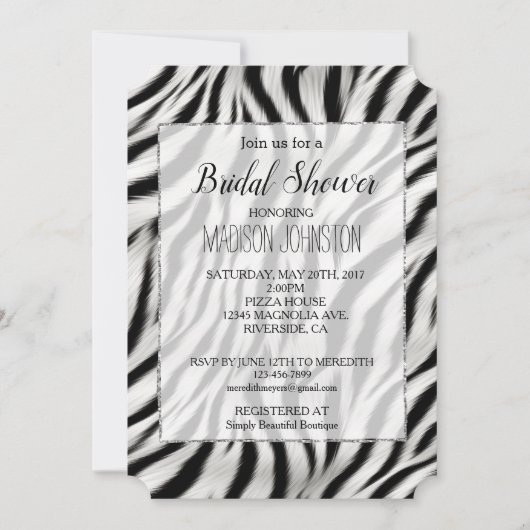 Chic Zebra Print Einladung (Vorderseite)
