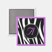 Chic Zebra Print Lila Monogram Magnet (Vorderseite/Rückseite)
