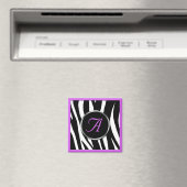 Chic Zebra Print Lila Monogram Magnet (In Situ (Geschirrspüler))