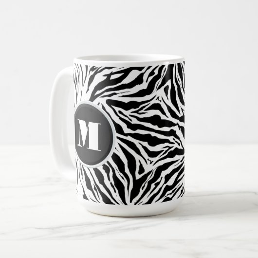 Chic Zebra Print Mit Monogramm Kaffeetasse (Vorderseite Links)