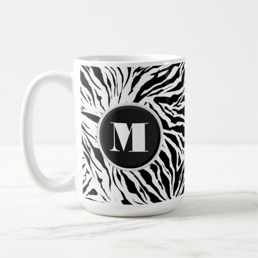 Chic Zebra Print Mit Monogramm Kaffeetasse (Links)