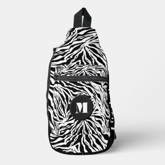 Chic Zebra Print Monogram Crossbody Bag (Vorderseite)