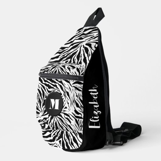 Chic Zebra Print Monogram Crossbody Bag (Rechte Ecke)