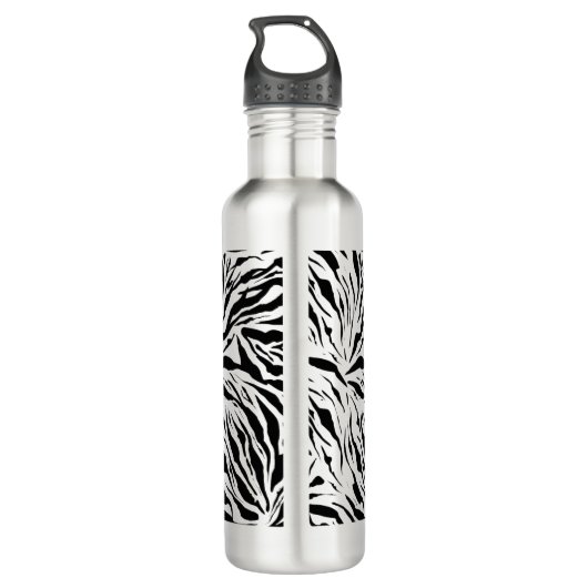 Chic Zebra Print Monogram Edelstahlflasche (Rückseite)