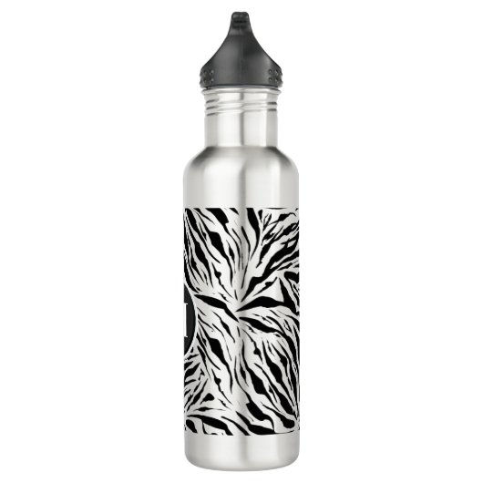 Chic Zebra Print Monogram Edelstahlflasche (Rechts)