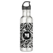 Chic Zebra Print Monogram Edelstahlflasche (Vorderseite)