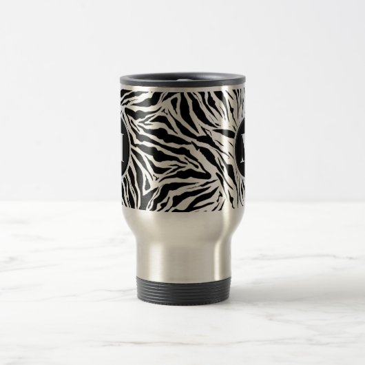 Chic Zebra Print Monogram Reisebecher (Mittel)