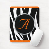 Chic Zebra Print Orange Monogram Mousepad (Mit Mouse)