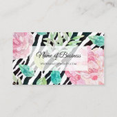 Chic Zebra Print Pink Floral Loyalty Prämien Treuekarte (Rückseite)