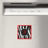 Chic Zebra Print Red Monogram Magnet (In Situ (Geschirrspüler))