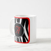 Chic Zebra Print Red Monogram Tasse (Vorderseite Links)