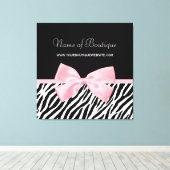 Chic Zebra Print Sign Light True Pink Ribbon Leinwanddruck (Insitu (Holzboden))