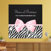 Chic Zebra Print Sign Light True Pink Ribbon Leinwanddruck (Insitu (Wohnzimmer))