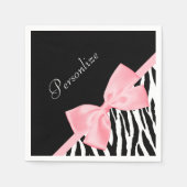 Chic Zebra Print Soft Girl Light Pink Ribbon Serviette (Vorderseite)
