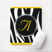 Chic Zebra Print Yellow Monogram Mousepad (Mit Mouse)