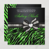 Chic Zebra Quinceñera Einladung mit Juwelen (Vorne/Hinten)